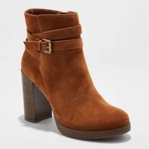 A New Day Nala Platform Wrap Cognac Booties